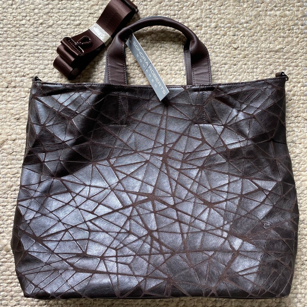 Anthropologie Sondra Roberts Geo Tote NWT Brown